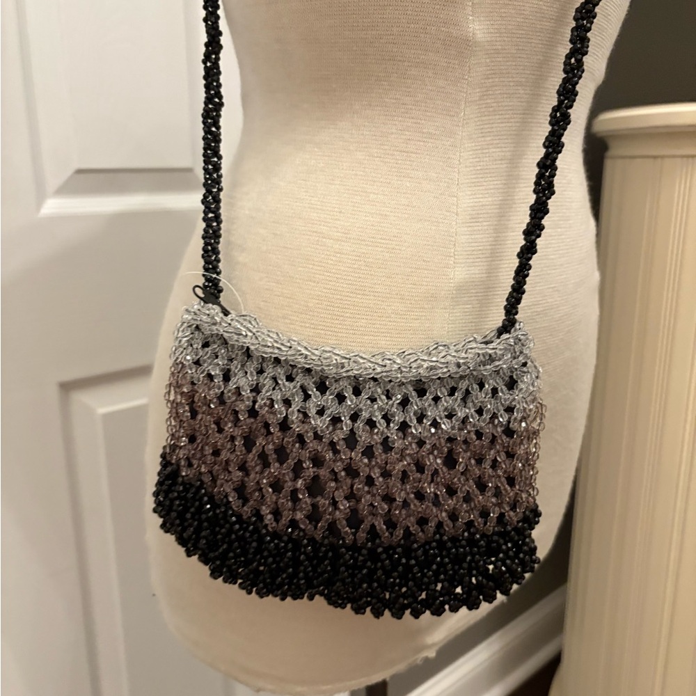 Cache Black and Gray Mini Bag with Gradient Knit Design